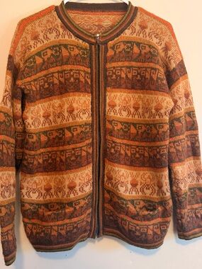 Vintage Peruvian Alpaca Wool Blend Cardigan Sweater size medium